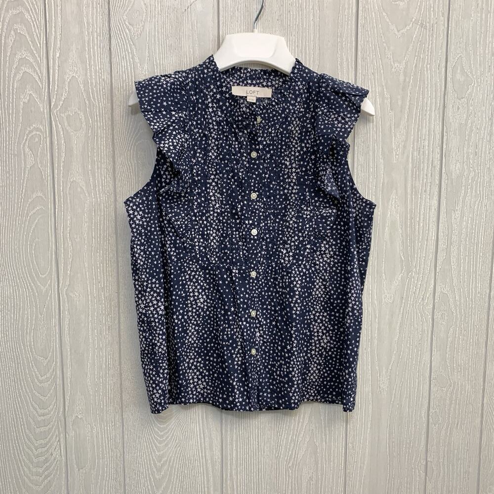 LOFT Blue Star Sleeveless Top XS NWT